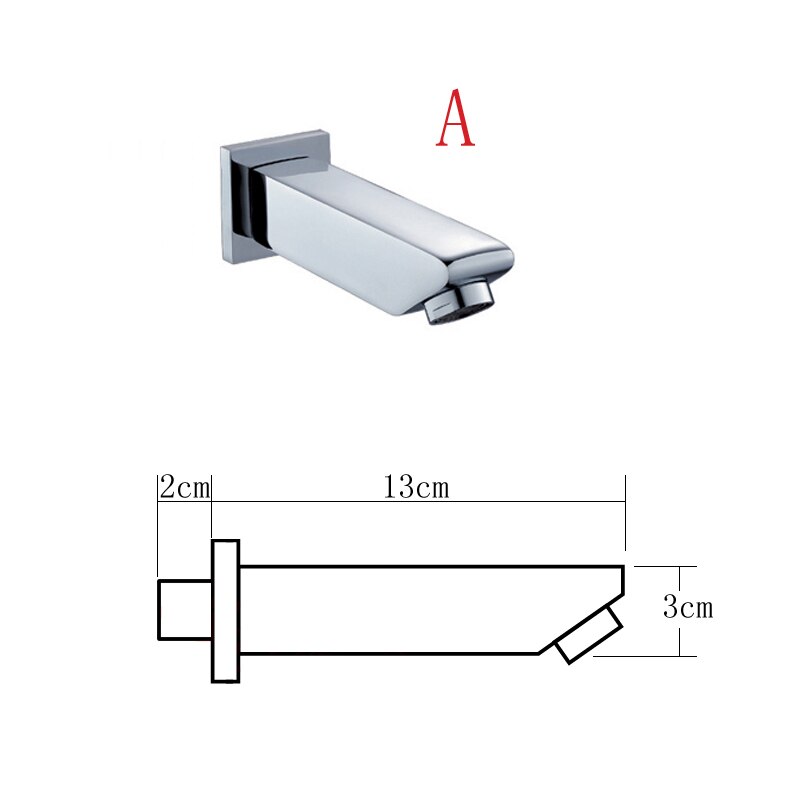 BECOLA – bec de robinet mural en laiton chromé/noir, bec carré et rond, accessoires de robinet de douche cascade: A