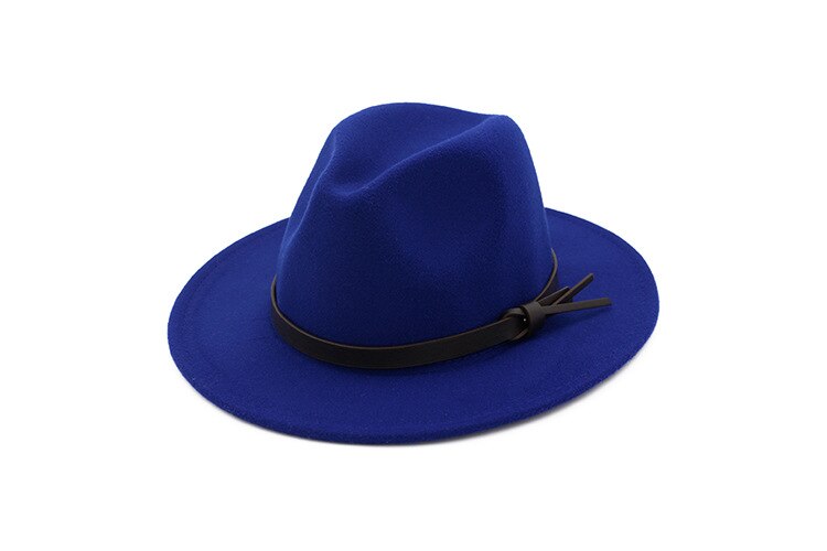 De lana de las mujeres de Sombrero de cowboy del oeste Roll-up de ala ancha vaquera Jazz ecuestre Sombrero gorra con cinta delgada AD0853: Royal Blue