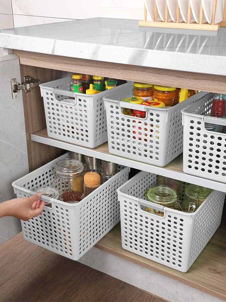 JOYBOS – panier de rangement pour divers articles, panier de rangement en plastique, panier de bain, Table de cuisine, organisateur rectangulaire, boîte de rangement de jouets, QC2