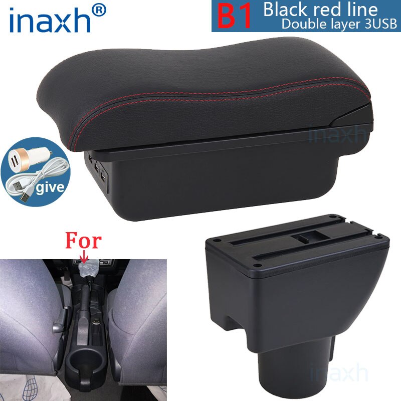 Dla HYUNDAI Getz podłokietnik dla Hyundai Getz pudełko robić podłokietnika samochodowego części robić modernizacji dedykowane centrum pudełko robić przechowywania samochód akcesoria: B1 czarny czerwony 3USB