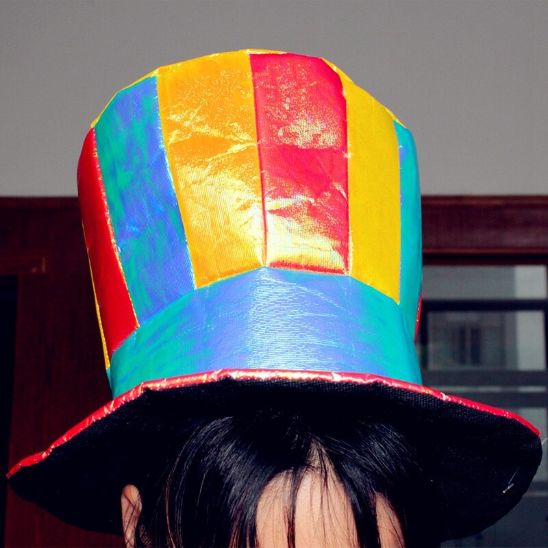 Sombrero divertido con estampado de rayas de Mago para hombre y mujer, gorro de payaso para de Halloween, con costura de Color, Unisex