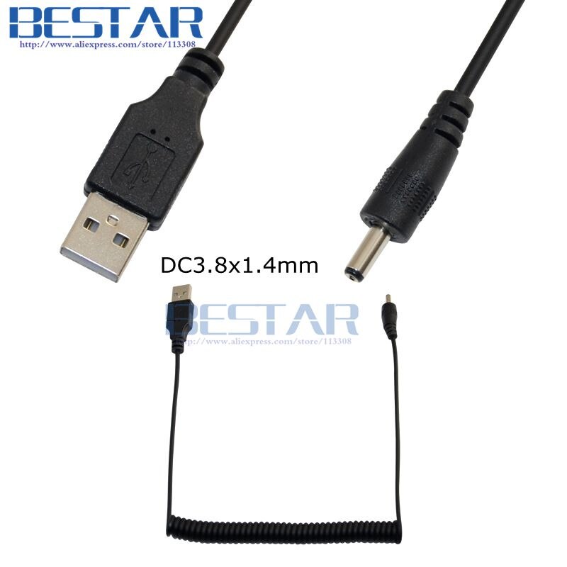 USB 2.0 A Male to DC JACK 2.0x0.6mm 2.5x0.7mm 3.0x1.1mm 3.2x0.9mm 3.5x1.1mm 3.5 x 1.35mm 5V 2A Power Spring Cable 1m: DC 38x14
