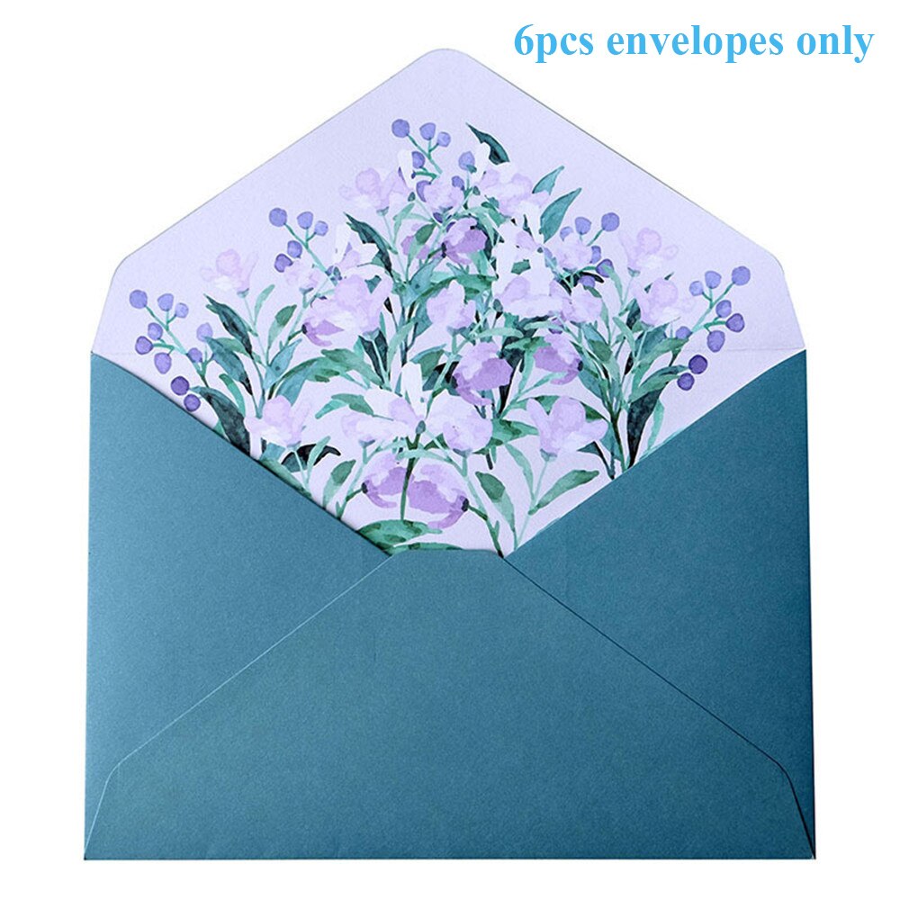 Sobre de flores impresas, sobre de tarjeta de felicitación de boda, sobre de invitación, carta, escritura, impresora decorativa, suministros de papelería, 6 piezas: D-6pcs envelopes