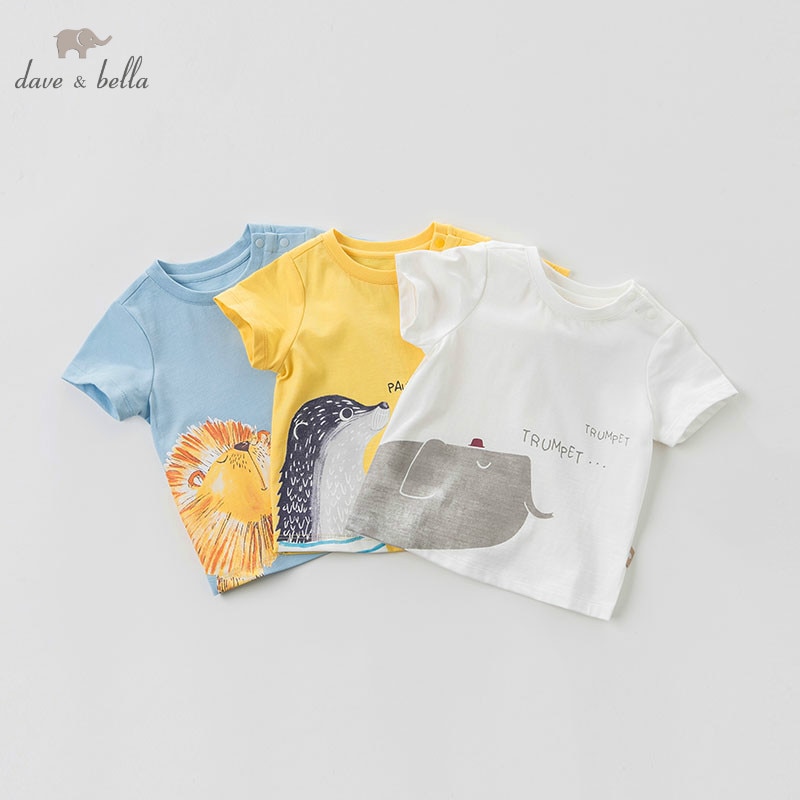 Dbm 10603 dave bella zomer baby jongenskleding kinderen print t-shirt baby peuter trui kinder t-shirts