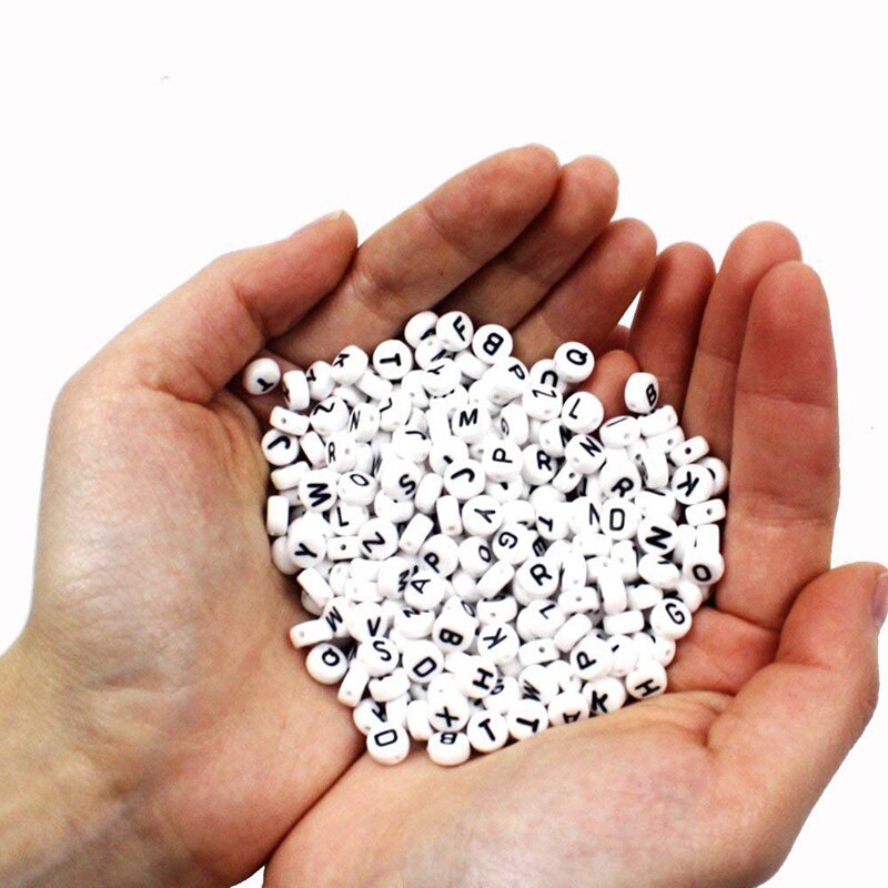 400 stk hvid alfabet brev runde perler akryl diy smykker gør tilbehør  gq999