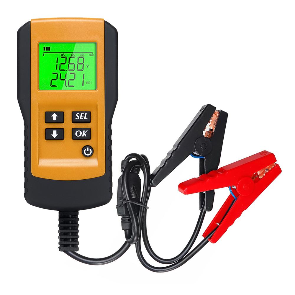 Digital 12V Car Battery Tester Load Test and Analyzer of Battery Life Percentage,Voltage, Resistance and Deep Cycle Battery: Yellow