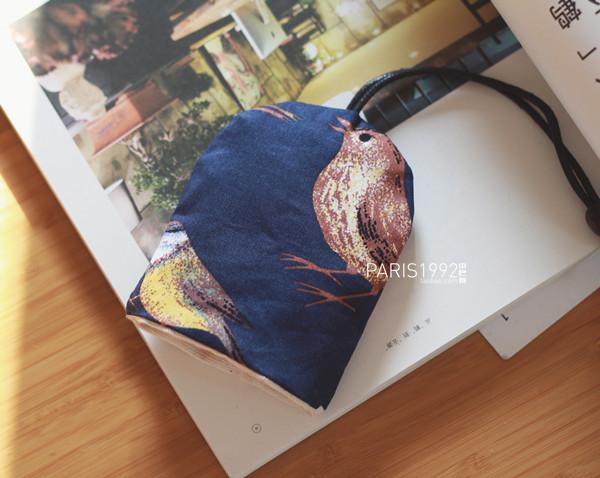 Handgemaakte vrouwen canvas trekkoord Sleutelhouder autosleutel protector Meisje Leuke key case Auto Sleutelhouder: Blue bird