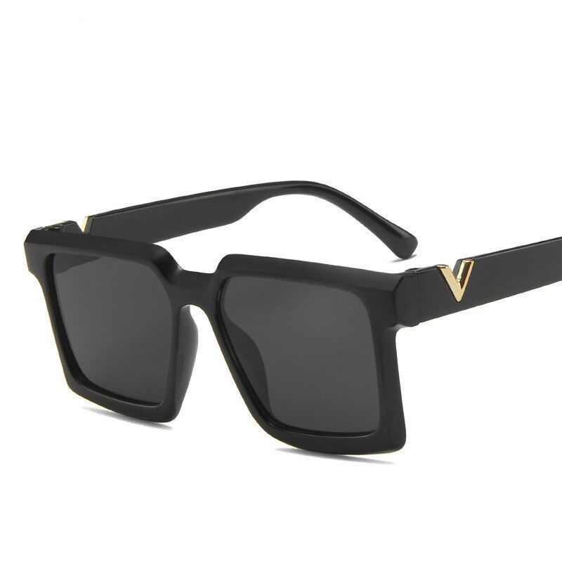 Modieuze Vrouwen V-Vormige Zonnebril Mannen Zonnebril Klassieke Populaire Oversized Vierkante Frame Zonnebril UV400 Voor Vrouwelijke