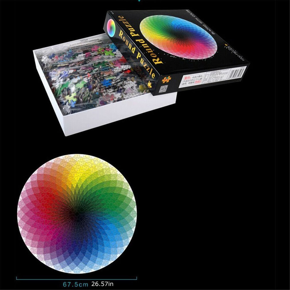 Adult puzzle 1000 pieces round thousand color rainbow Paper Adult puzzle Brain game decompression artifact