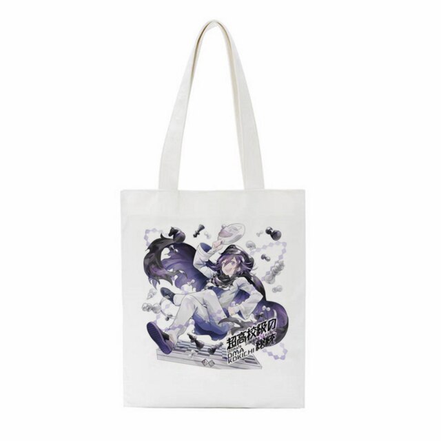 Janpan Anime Kokichi Oma Women Harajuku Casual Female Shoulder Canvas Bag Large Capacity Tote Bag Reusable Ladies Shopping Bags: 9