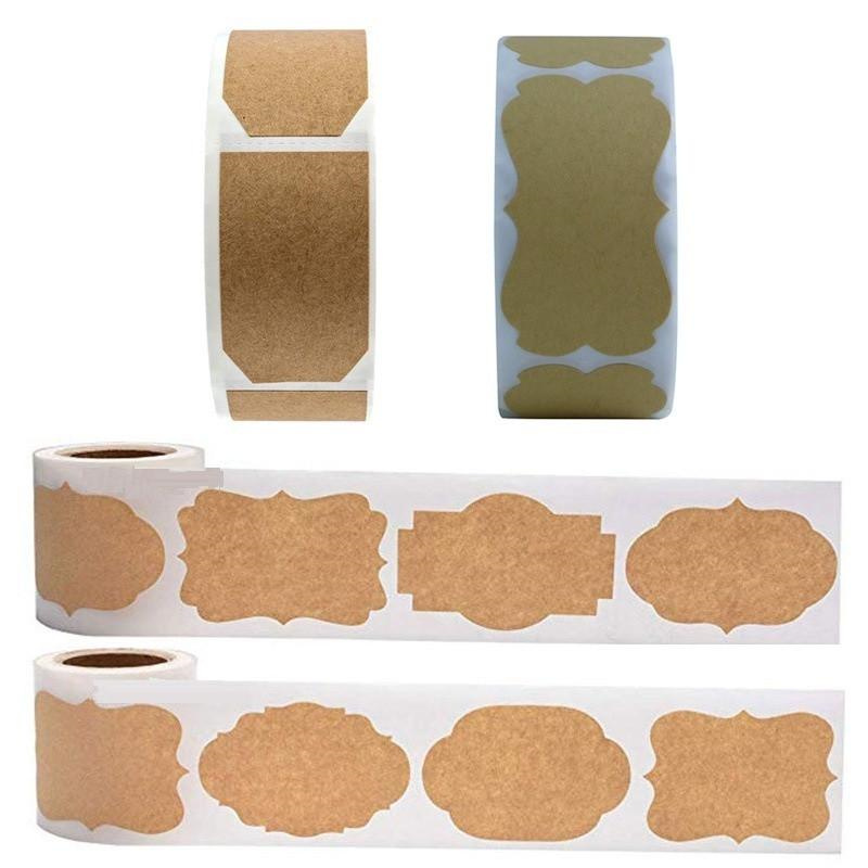 300PCS/roll Baking Packaging Sticker Label Kraft Stickers Paper Labels Glass Bottle Office Food Classification Kitchen Sticker