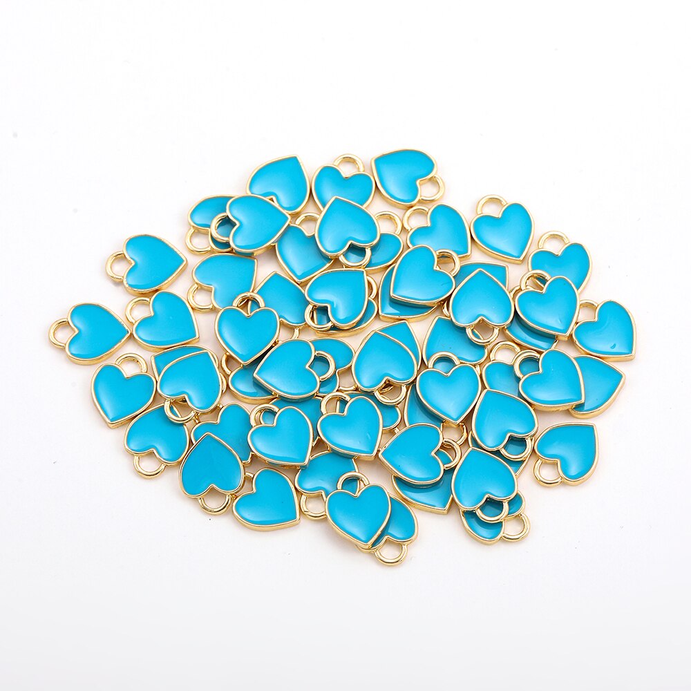30 Stks/partij Enamel Heart Charm Cartoon Mooie Hart Mini Eenvoudige Hanger Voor Diy Kettingen Armbanden Sieraden Accessoires: Blue