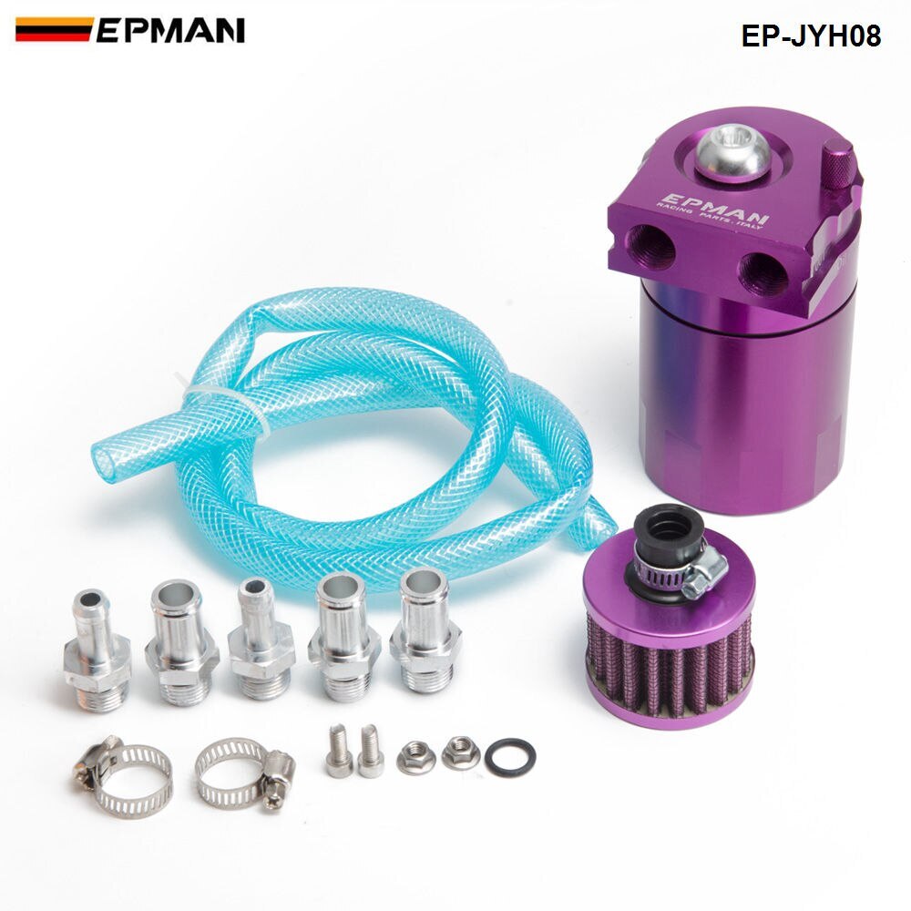 Baffled Aluminum Oil Catch Can Reservoir Tank / Oil Tank With Filter Universal EP-JYH08-AF: Purple