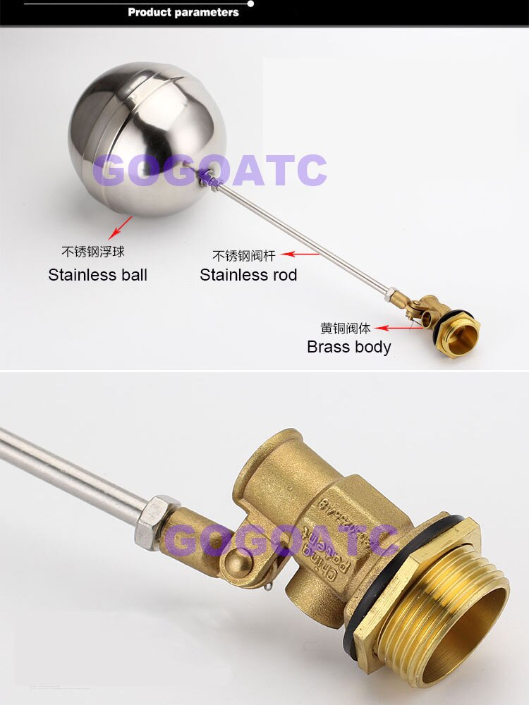 GOGO ATC DN25 DN32 Cold Water Tank Liquid Level Metal Float Valve 1" 1-1/4" Body brass toilet water ball cock