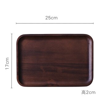 Rectangular solid wood tray plate acacia wooden pallet fruit bread small plate wooden plate Japanese wooden tray: Red