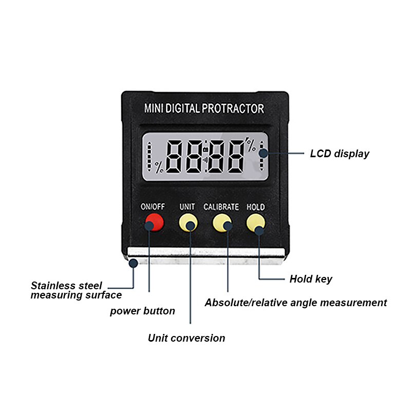 Angle Protractor Universal Bevel 360 Degree Mini Electronic Digital Protractor Inclinometer Tester Measuring Tools