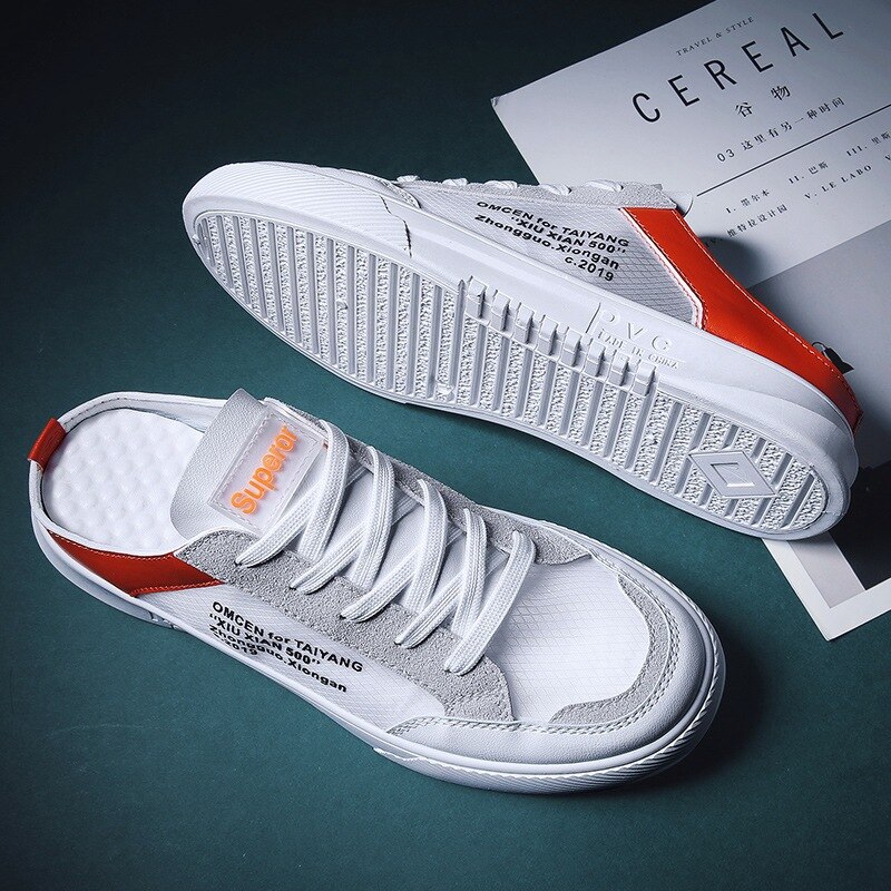 Chaussures paresseuses à une pédale pour hommes, demi-pantoufles d'été, en maille, baskets respirantes, nouvelle tendance étudiant,