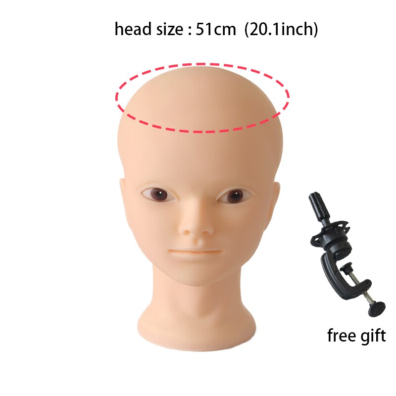 55cm Bald Mannequin Head With Clamp Cosmetology Manikin Head For Makeup Practice Female Maniqui Head For Wig Making Hat Display: white
