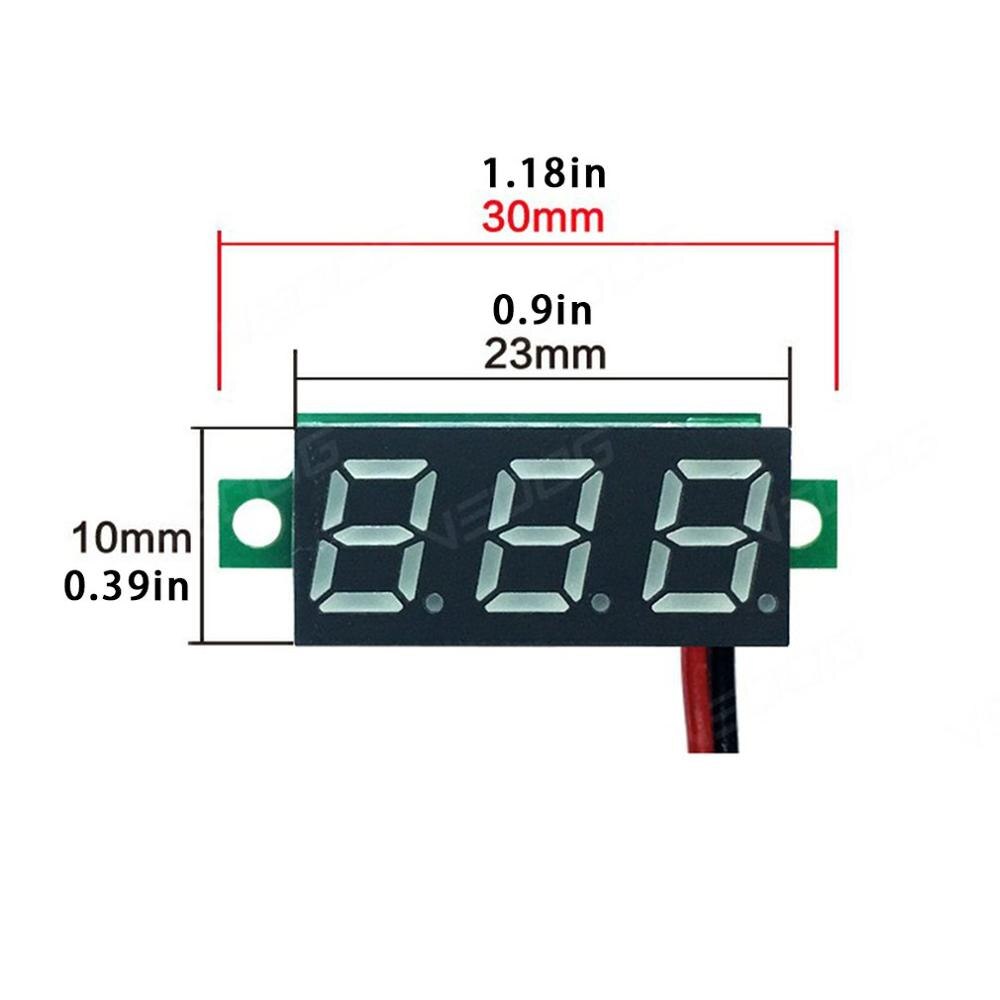 Voltímetro Digital de 0,28 pulgadas DC 32V de doble LED amperímetro voltaje amperímetro potencia dos cables pantalla Digital voltímetro DC ajustable