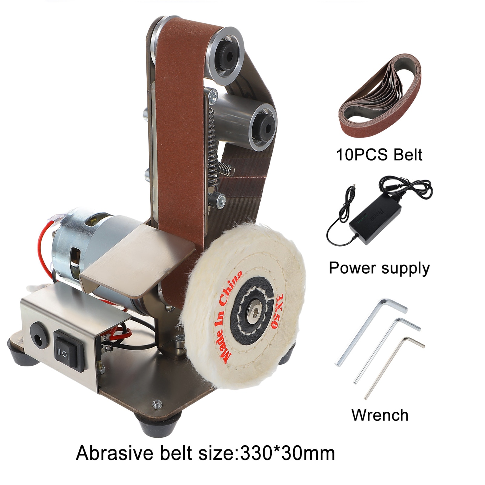 110-220V Electric Belt Machine Sander Sanding Grinding Polishing Machine Abrasive Belts Grinder DIY Polishing Cutter Edges