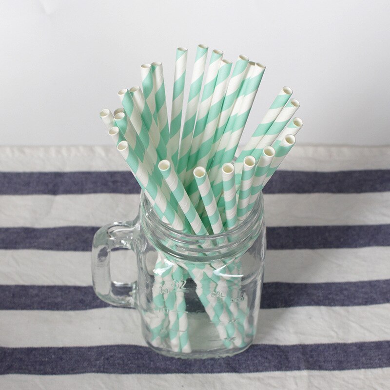 25 Stuks Gestreepte Papier Rietjes Voor Baby Shower Wedding Party Kids Verjaardagsfeestje Decoratie Benodigdheden Papier Rietjes: 25