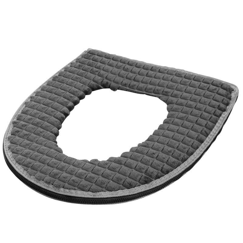 1Pc de terciopelo de invierno cubierta de asiento de inodoro suave elástico baño Closestool Mat cojín suministros: Gray