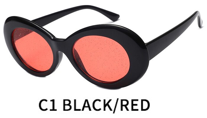 Nirvana Kurt Cobain Sunglasses Women Clout Goggles Pink Oval Sun Glasses Classic Fahion Female Clear Lens Mirror Eyewear UV400: C1