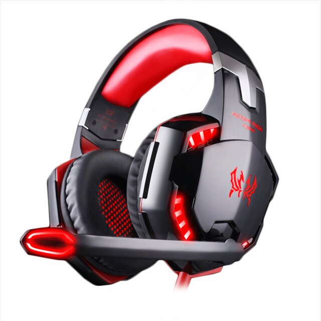 Gaming headset stereo gamer hoofdtelefoon met microfoon oortelefoon verstelbare gamer bedraad usb voor  ps4 xbox pc laptop gamer: Rood