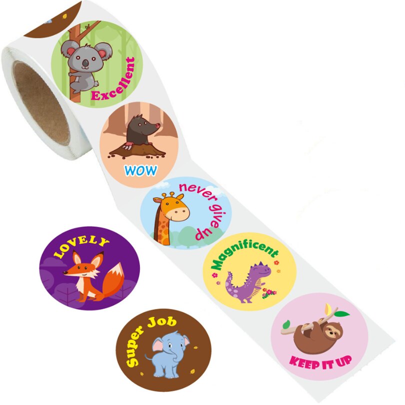 500pcs Reward Stickers Encouragement Sticker Roll for Kids Motivational Stickers with Cute Animals for Students Teachers: B