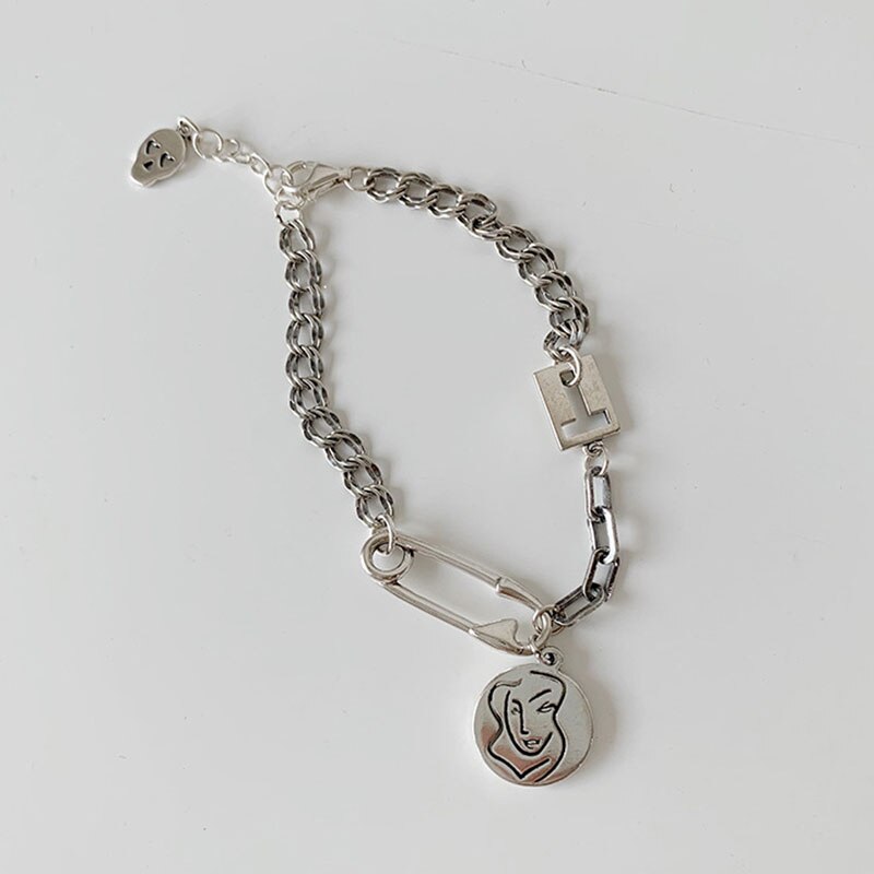 Foxanry 925 Sterling Zilveren Armband Accessoires Trendy Elegante Vintage Creatieve Portret Hanger Pin Sieraden Voor Vrouwen