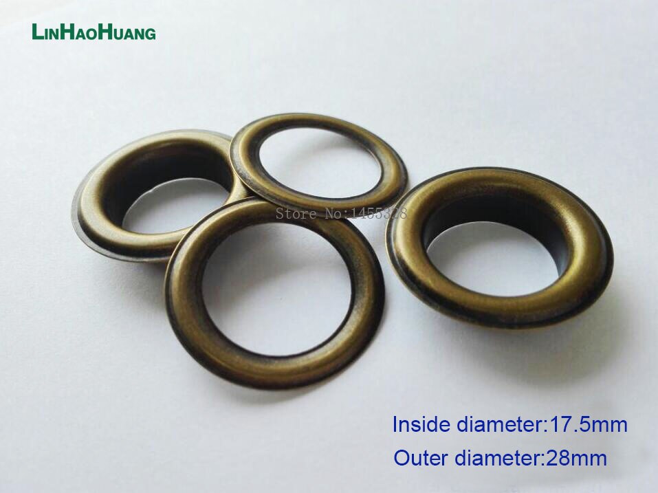 100 stk/parti innvendig 17.5mm store runde metall-messing eyelets med skive metallhylser nikkel/svart nikkel/bronse
