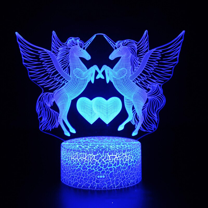 Eenhoorn Serie Kleurrijke Creatieve Diermodel Paard 3D Licht Led Klein Nachtlampje Tafellamp Visuele Licht: 1