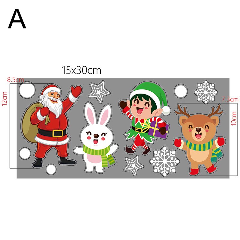Christmas Snowman Snowflake Electrostatic Sticker Window Kids Room Year Wall Stickers Home Decals Decoration Wallpaper: A
