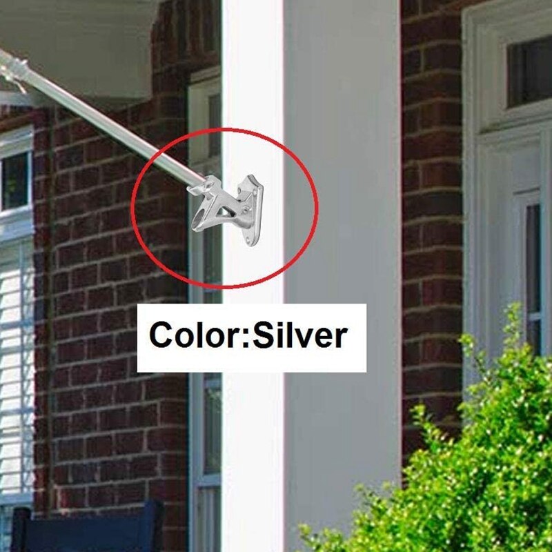 Stainless Steel Flagpole Bracket 2 Positions Wall-Mounted House and Real Estate Flagpole Bracket Silver