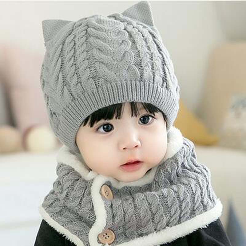Conjunto de 2 unidades de gorro y bufanda para bebé, tejido grueso y cálido, gorros infantiles, gorros de chicos chicas, gorro de ganchillo, calentador de cabeza, de Navidad