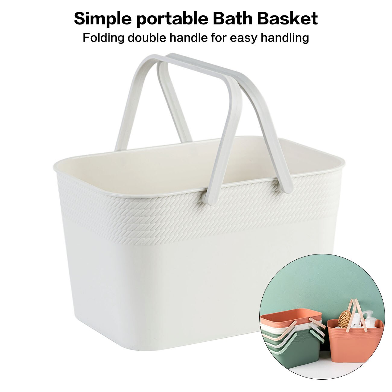 Cesta de baño con mango, cesta de almacenamiento para ducha, organizador de maquillaje, artículos diversos, caja organizadora de baño, 1 ud.