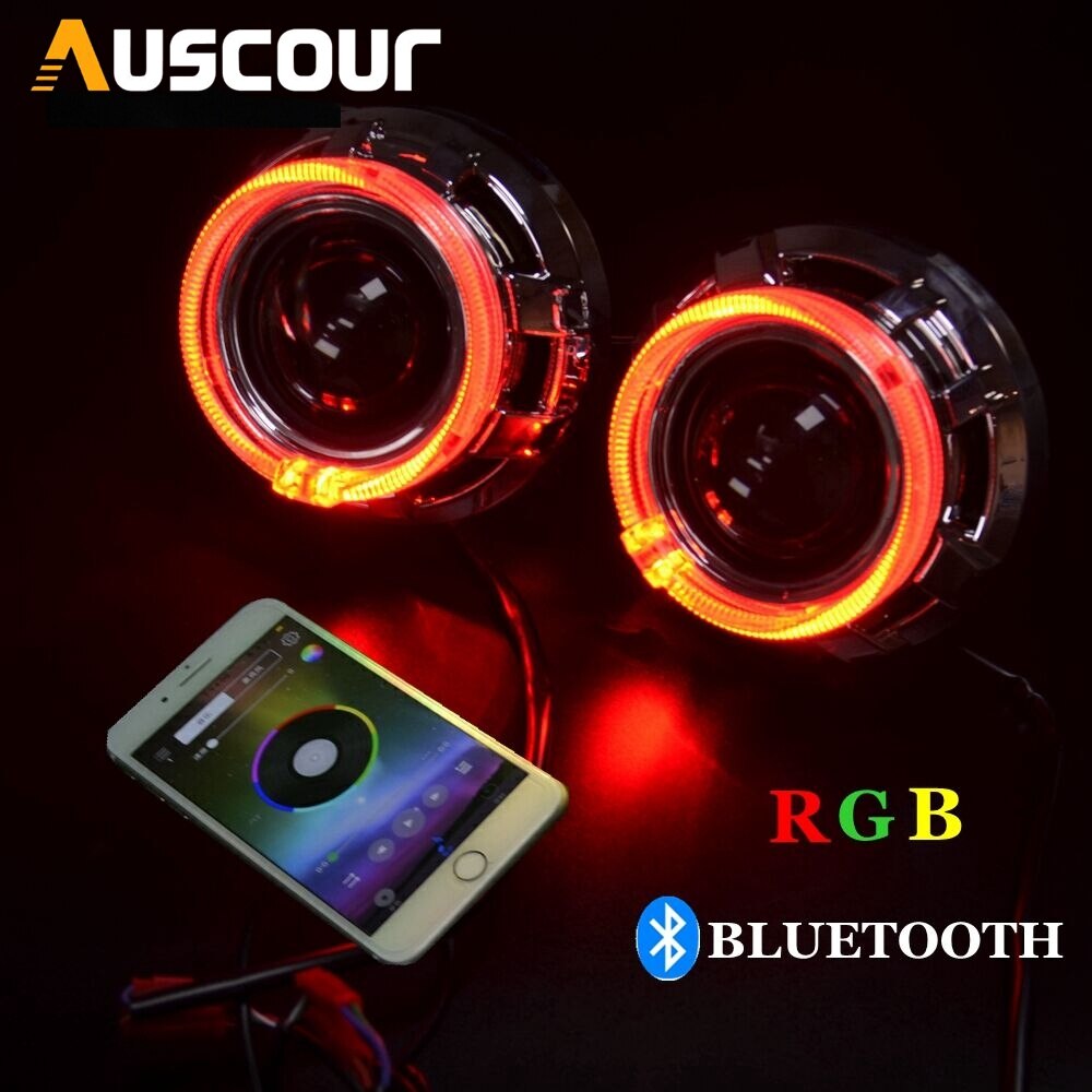3.0inch hella 5 Bixenon hid Projector lens with RGB Bluetooth function angel eyes mask D1S D2S D3S D4S Xenon kit car assembly