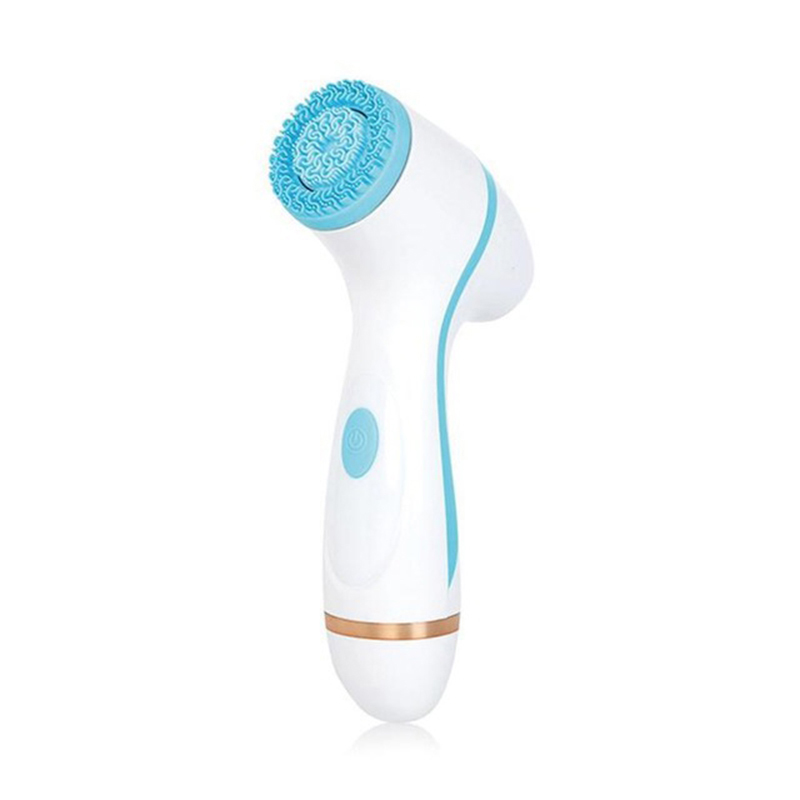Thuisgebruik 3-IN-1 siliconen reinigingsborstel Handheld waterdichte peeling schrobben Elektrische siliconen gezichtsreinigingsborstel: Blauw