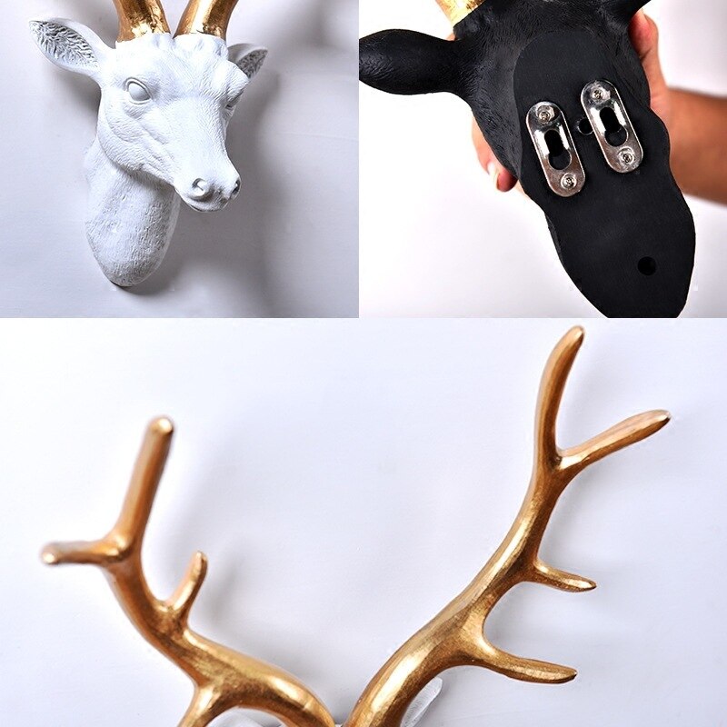 tête de cerf Animal décoration murale ornements résine artisanat Statue Sculpture salon chambre accessoires de décoration de la maison