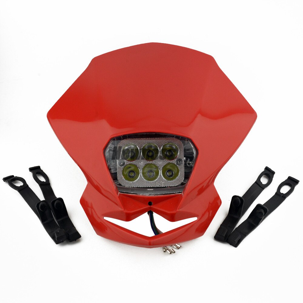 Faros LED universales para motocicleta, lámpara Enduro para KLX, KDX, bicicleta RMZ, DRZ, DR, XR, YZ, CR, Supermoto: Red