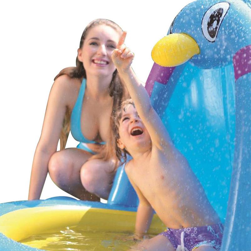 Børn sommer indendørs swimmingpool børns store vandsprøjtemåtte fortykket hjemmebrug pingvinform oppustelig soppebassin