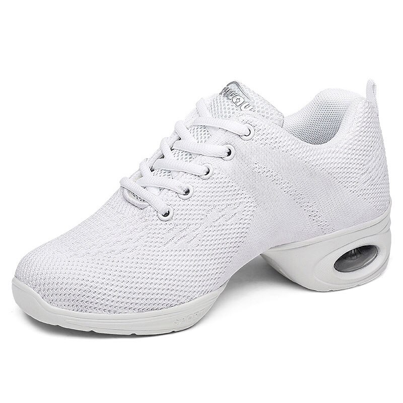 Women Sneakers Jazz Dance Shoes Flying Woven Mesh Face Modern Dancing Shoes For Woman Spring Summer Ladies Outdoor Sports Shoes: White / 4