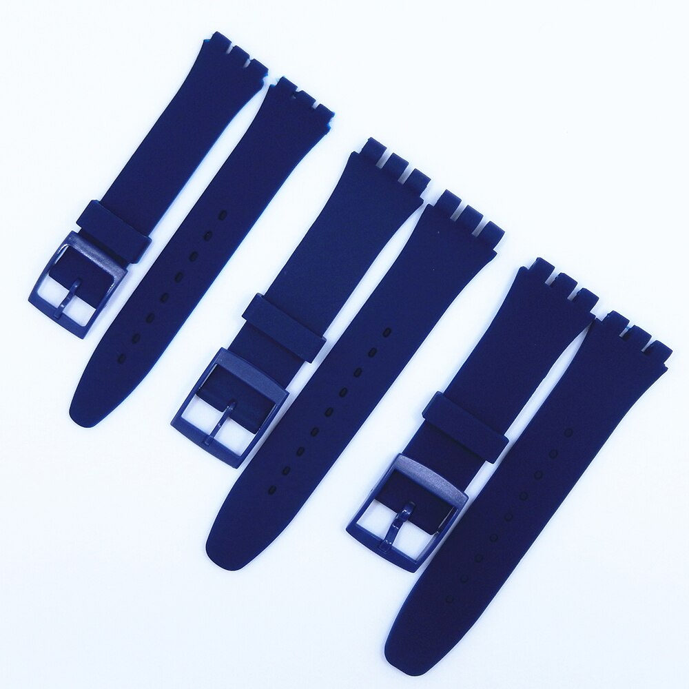 Correa de reloj para Swatch, accesorios de pulsera de silicona de goma, 17mm, 19mm, 20mm