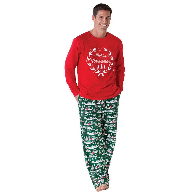 Familie matchende julepysjamas sett mor datter klær skrive ut langermet varm genser bukse 2 stk klær antrekk