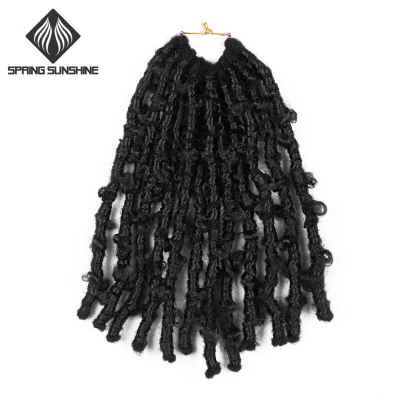12 tuuman ahdistunut perhonen locs virkkaus hiukset perhonen bob faux locs virkatut punokset hiukset musta sotkuinen pehmeä locs tyyli: 4 kpl