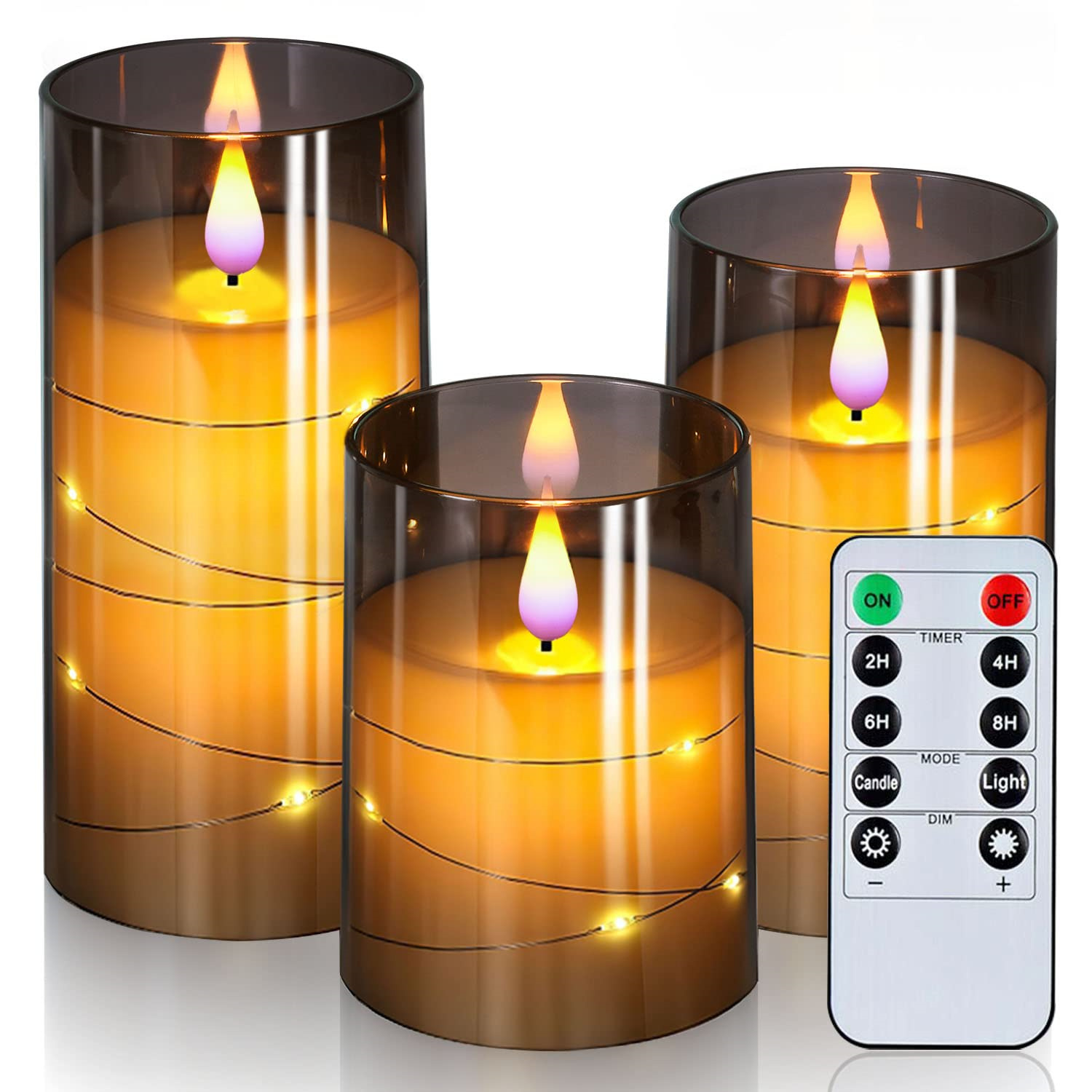 Bougies électroniques à LED pour la décoration de la maison, bandes lumineuses à LED avec télécommande, bougies en verre, fête de Noël et de mariage: WHITE
