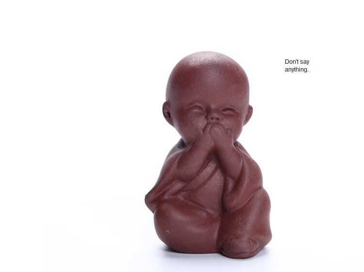 Yixing-adornos de té de arcilla hechos a mano, accesorios para Mini juego de té, pequeño Monje, lindo: Tea pet1