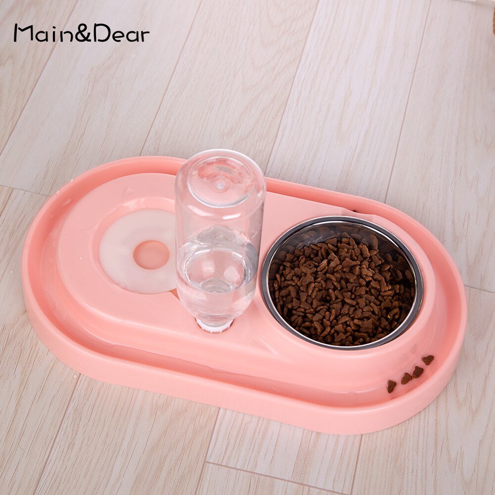 Comedero de agua automático para gatos y perros, cuenco doble Universal no húmedo, Para evitar salpicaduras de comida, cuenco para mascotas,
