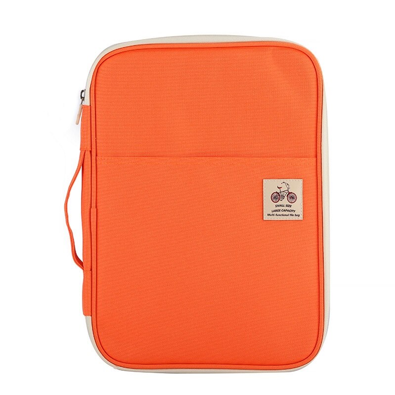 Multifunktionel  a4 dokumenter opbevaringspose lynlås vandtæt dokumentmappe håndtaske til ipad: Orange