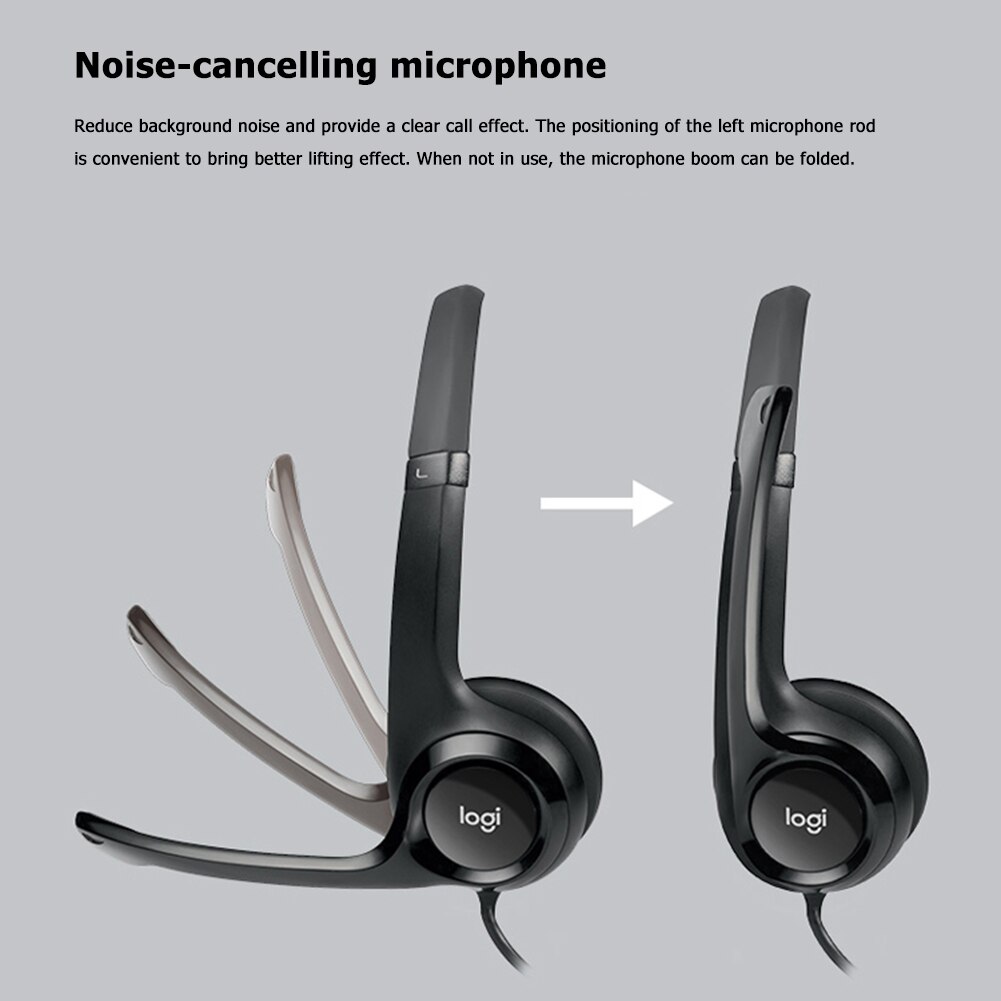 Logitech – casque d'écoute USB H390, mains-libres, stéréo, avec micro, pour ordinateur portable, PC, Gamer, maison